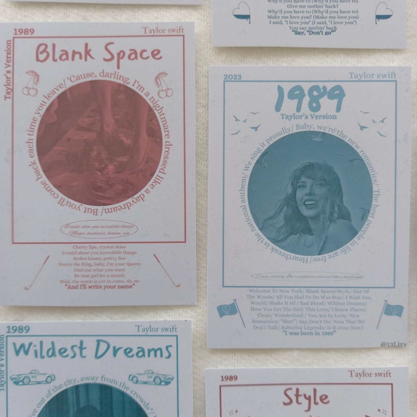 Taylor Swift 1989 Songs Pack of 16