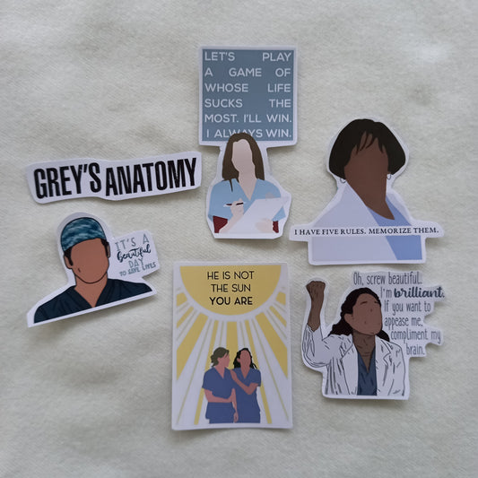 Grey's Anatomy Stickers - Pack of 6