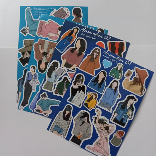 Animation Uncut Sticker Sheets (Pack of 4)