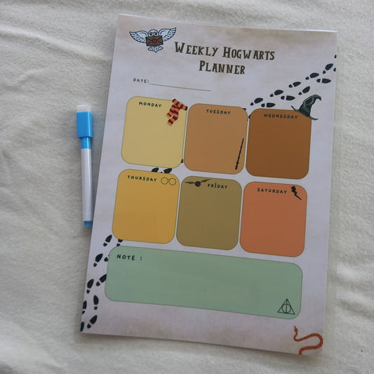 Weekly Hogwarts Planner Laminated Eraseable Planner