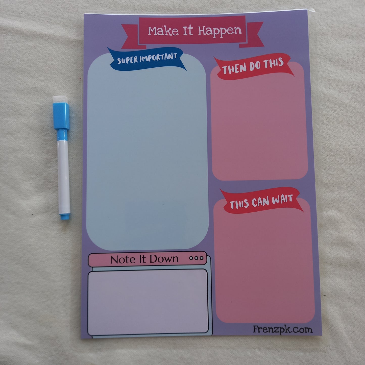 Make It Happen To Do List Laminated Eraseable Planner