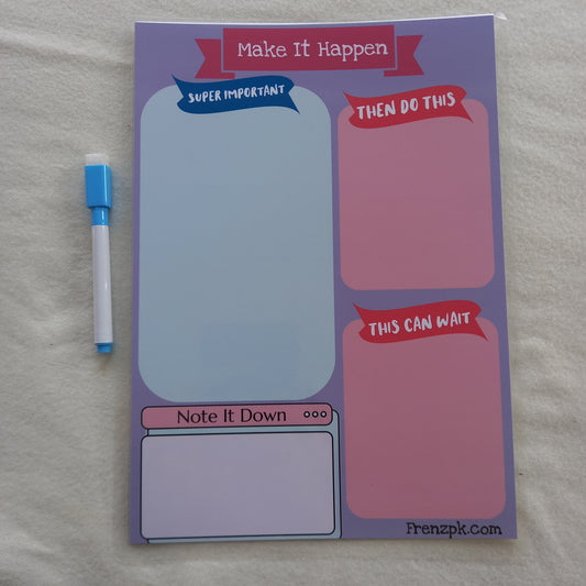 Make It Happen To Do List Laminated Eraseable Planner