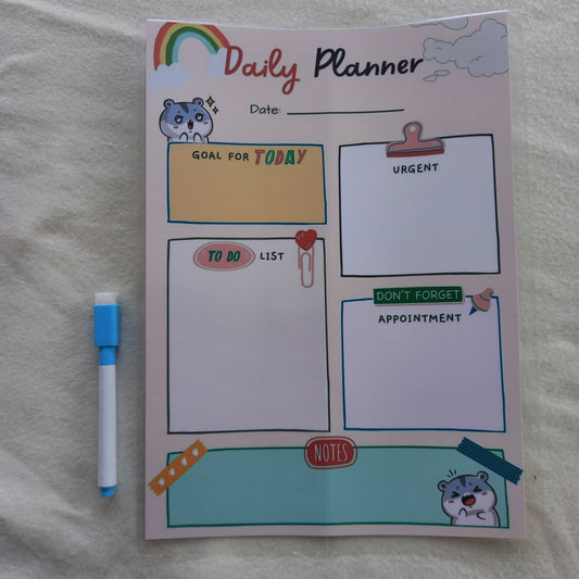 Purrfect Daily Planner - Laminated Eraseable Planner