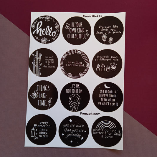 Circular Black 01 Uncut Sticker Sheet