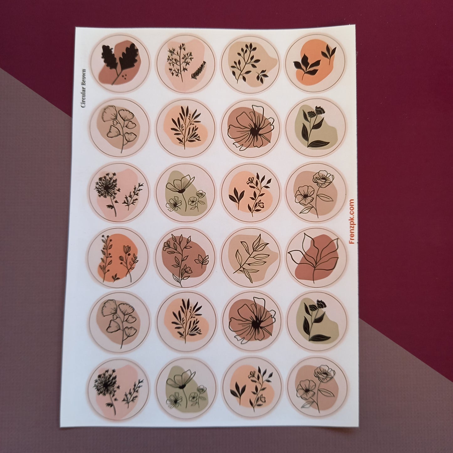 Circular Brown Uncut sticker sheet