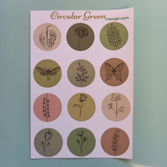 Circular Green Uncut sticker sheet