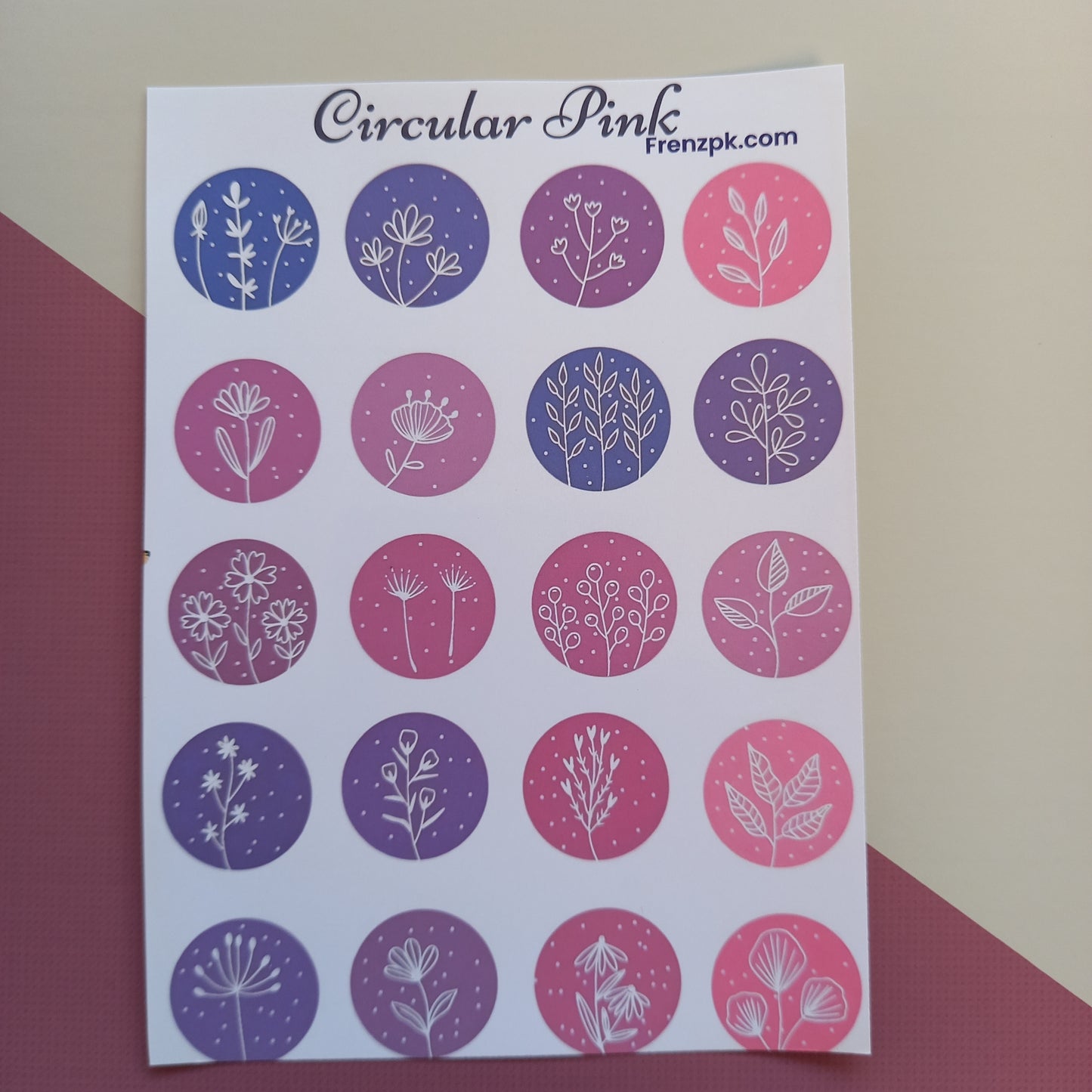 Circular Pink Uncut sticker sheet