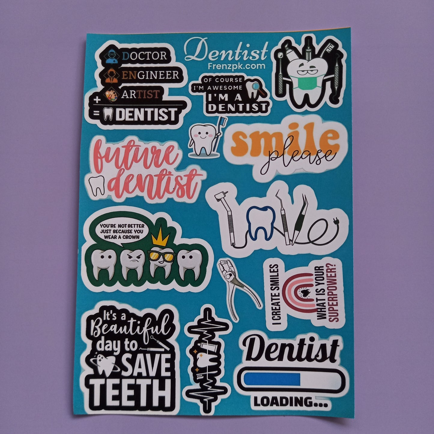 Dentist Uncut sticker sheet