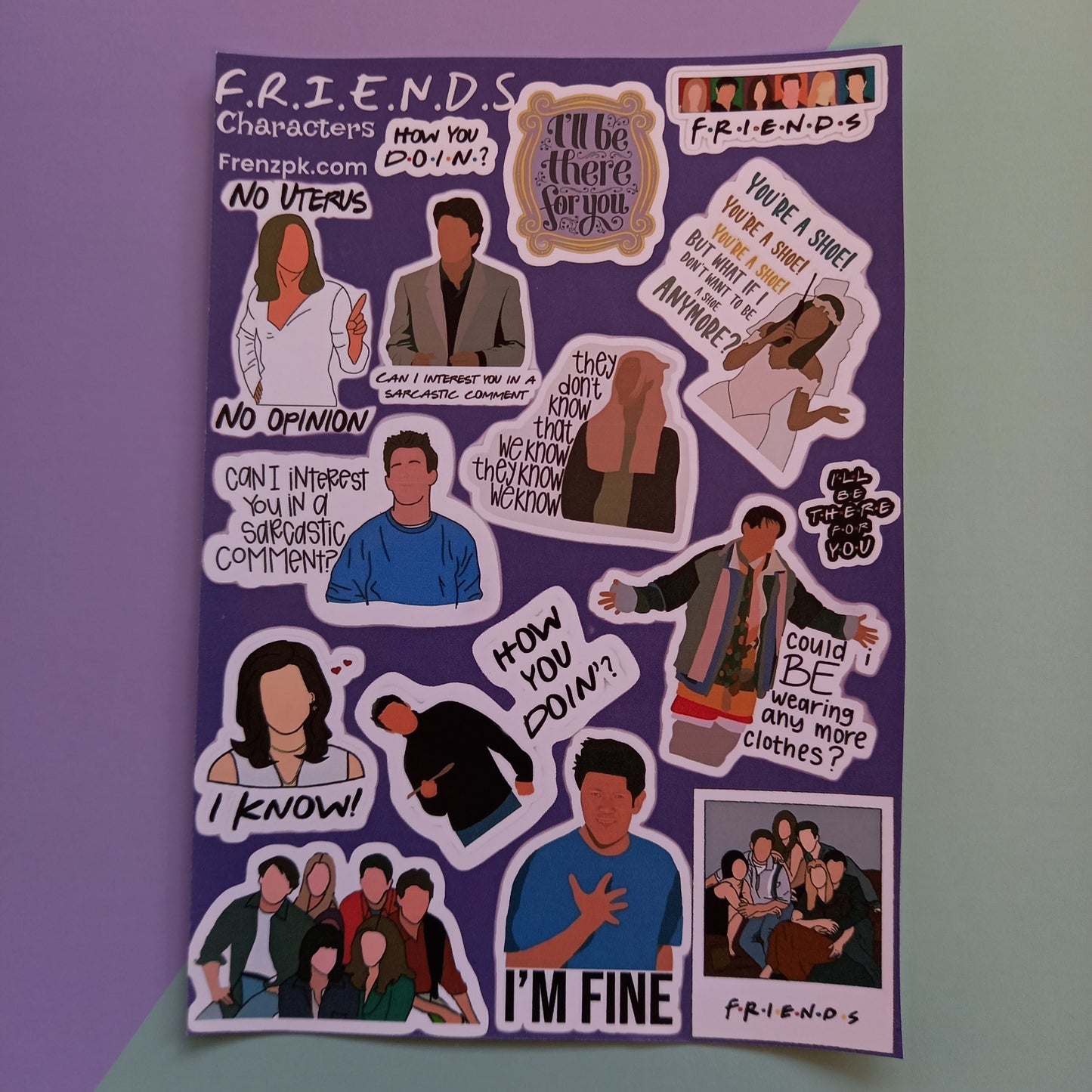 FRIENDS Characters Uncut sticker sheet