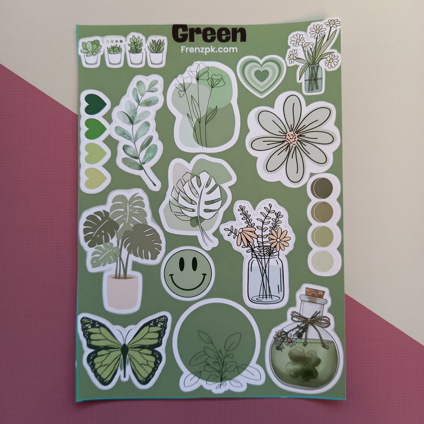 Green Uncut sticker sheet