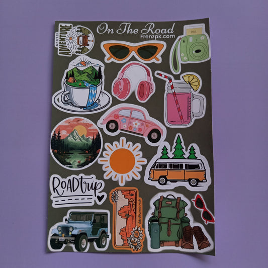 On the road  Uncut sticker sheet