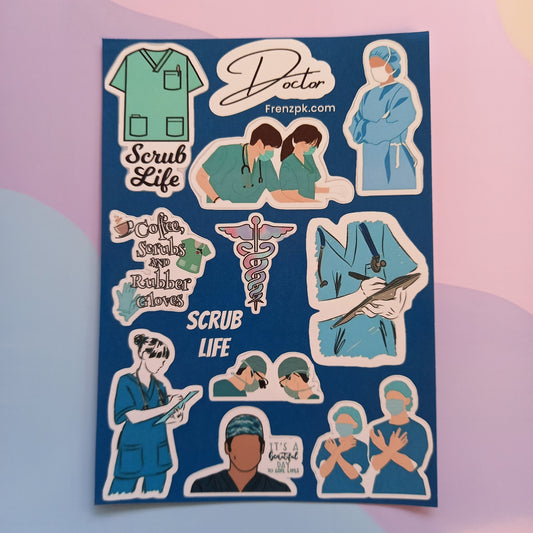 Scrub Life   Uncut sticker sheet