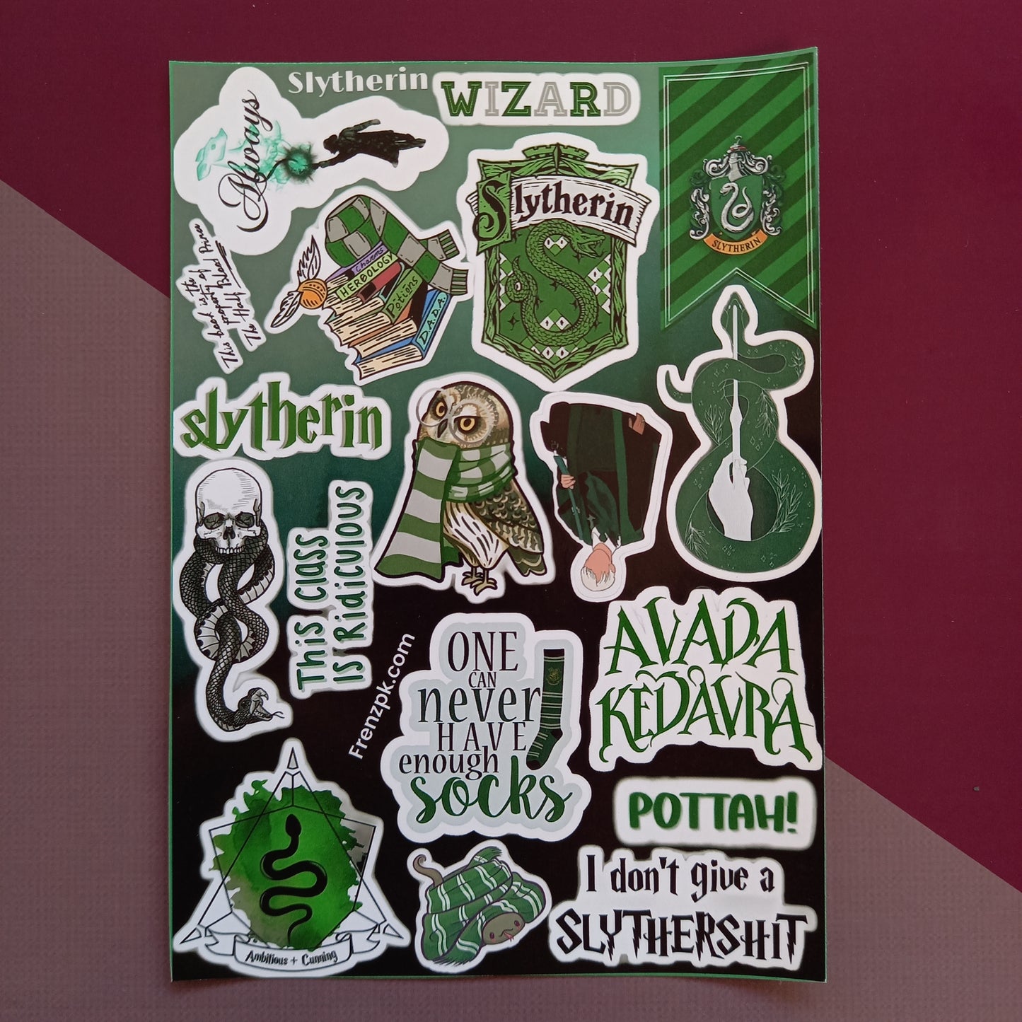 Slytherin Uncut sticker sheet