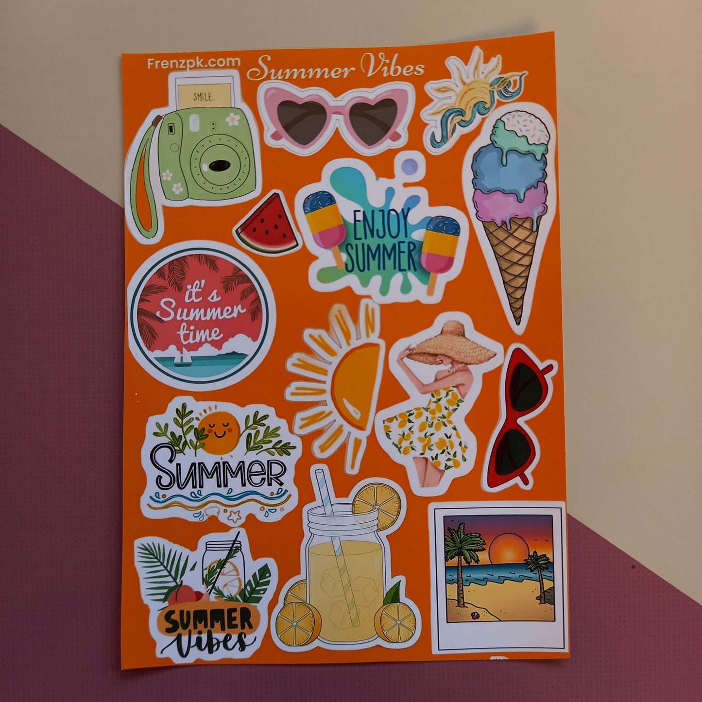 Summer vibes Uncut sticker sheet