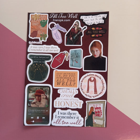 Taylor Swift All Too Well   Uncut sticker sheet