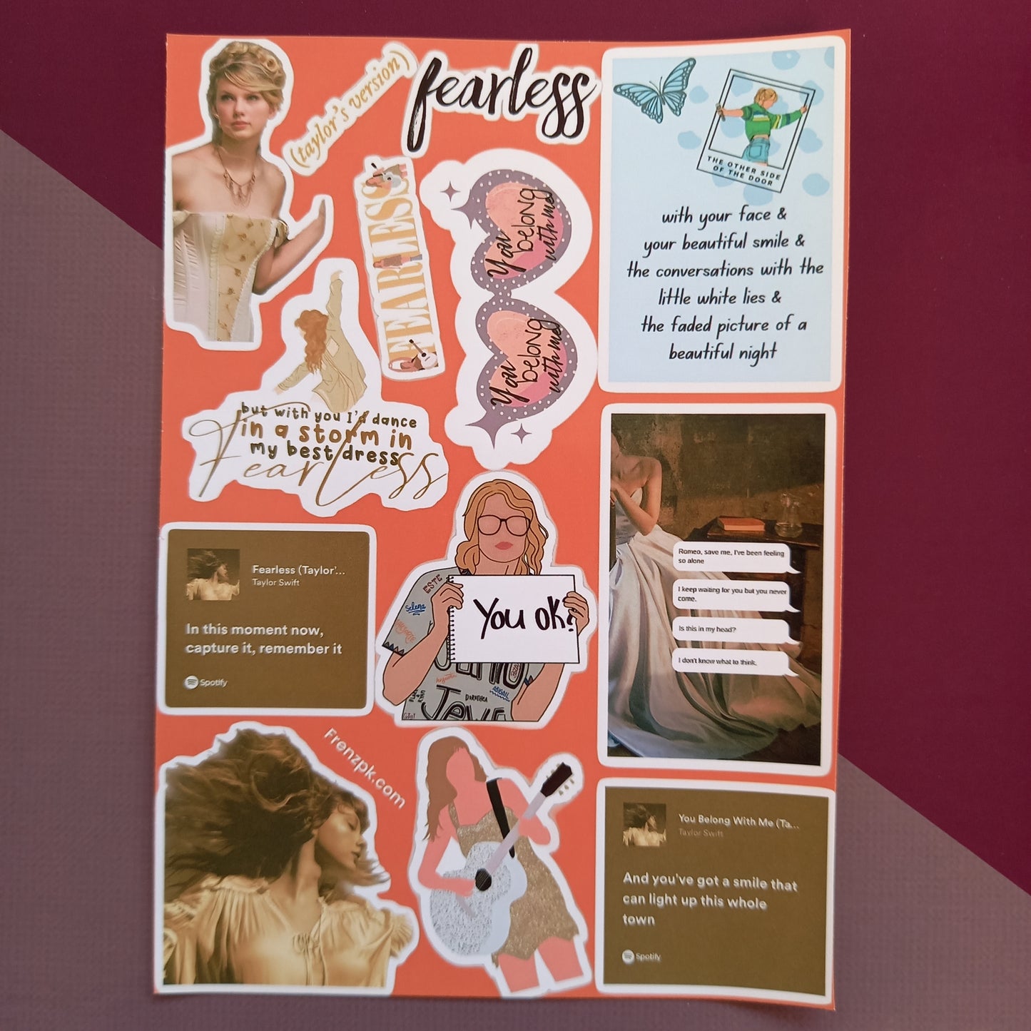 Taylor Swift Fearless   Uncut sticker sheet