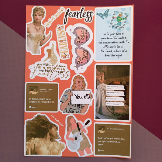 Taylor Swift Fearless   Uncut sticker sheet