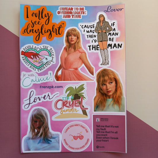 Taylor Swift Lover Uncut sticker sheet