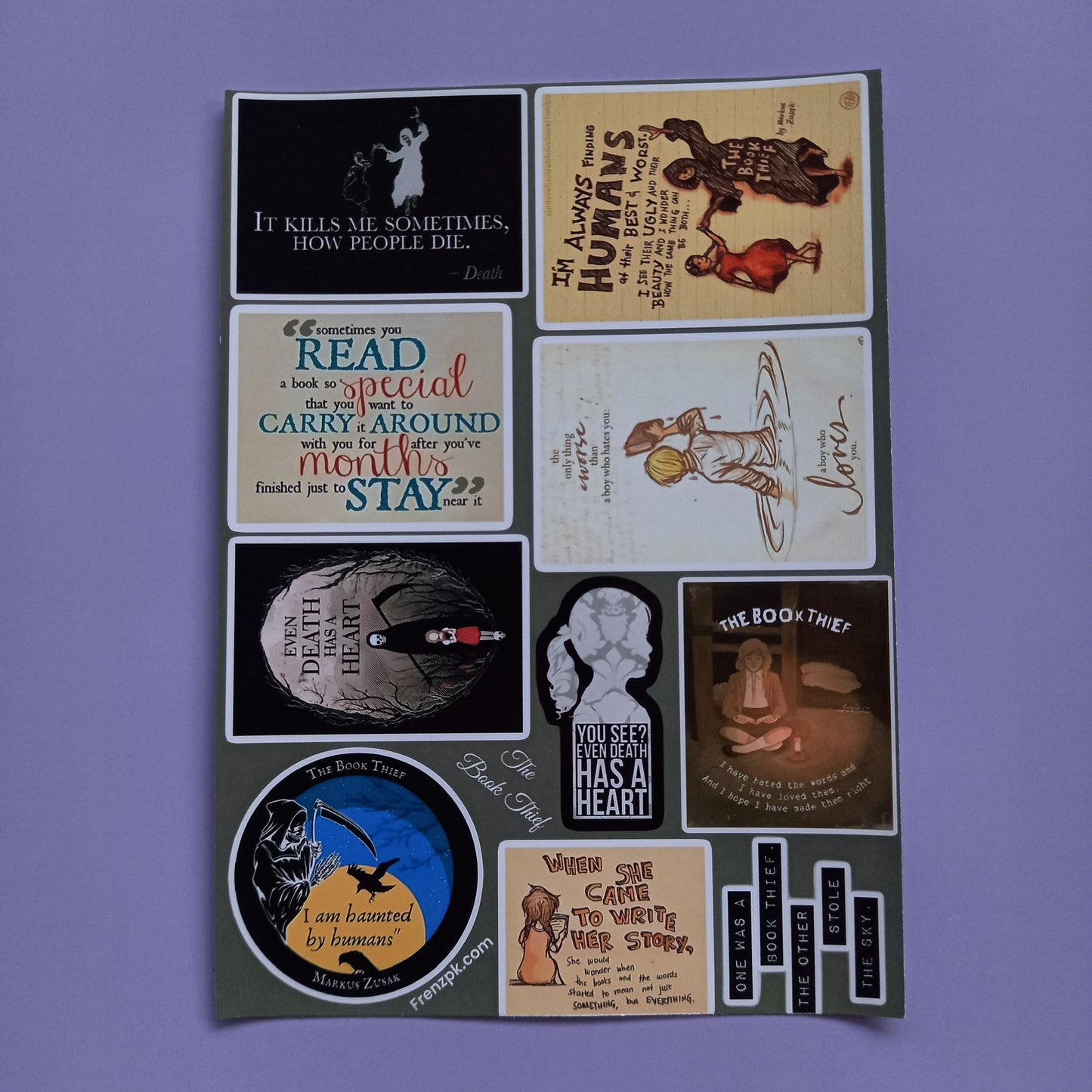 The Book Thief Uncut sticker sheet