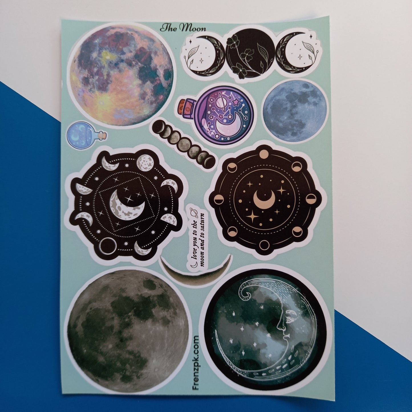 The Moon Uncut sticker sheet