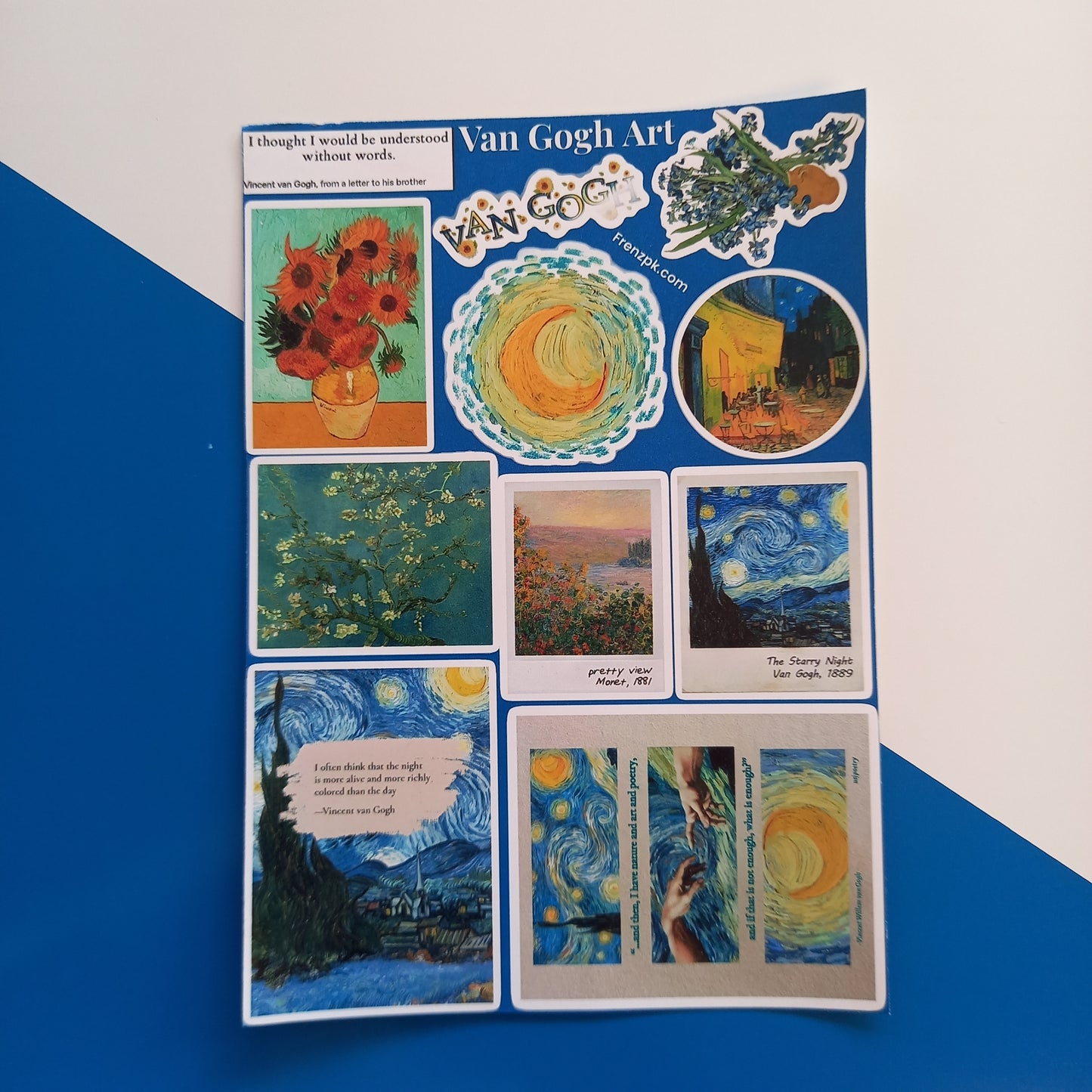 Van Gogh Art   Uncut sticker sheet