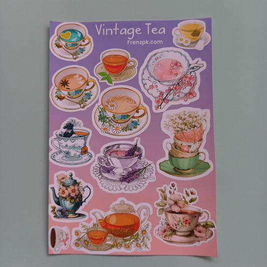 Vintage Tea   Uncut sticker sheet