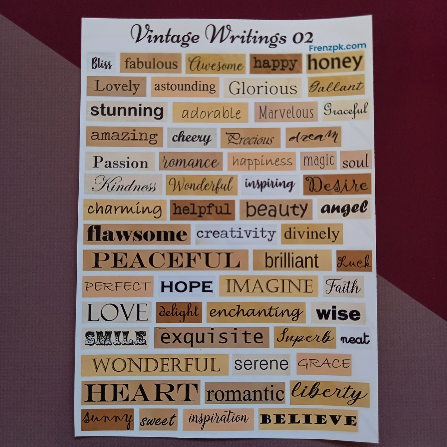 Vintage Writings 02  Uncut sticker sheet