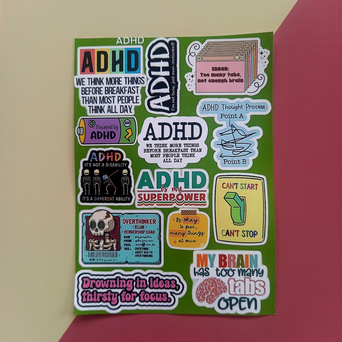 ADHD Uncut sticker sheet