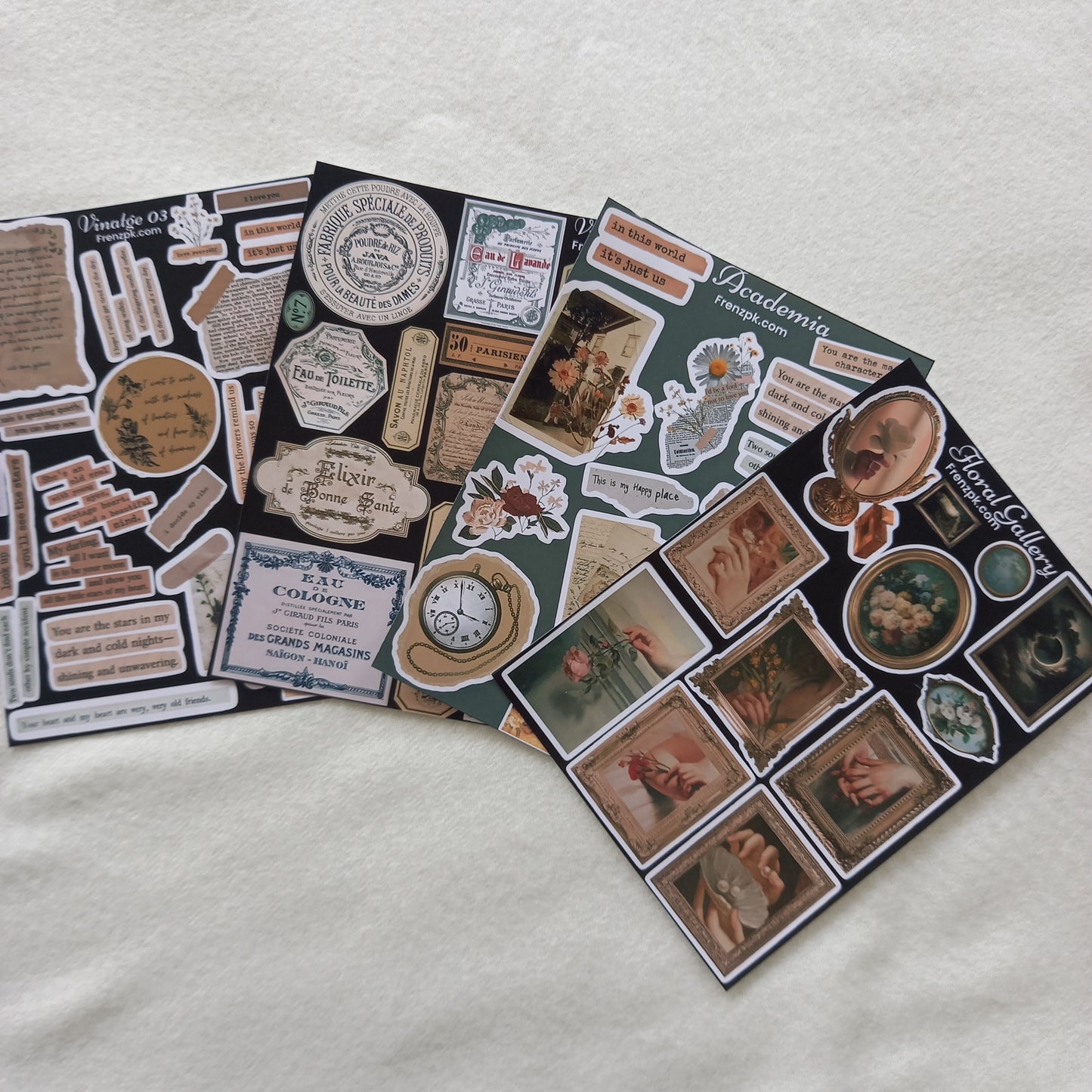 Vintage Academia Uncut Sticker Sheets (Pack of 4)