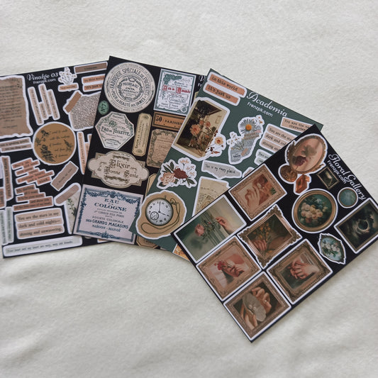 Vintage Academia Uncut Sticker Sheets (Pack of 4)