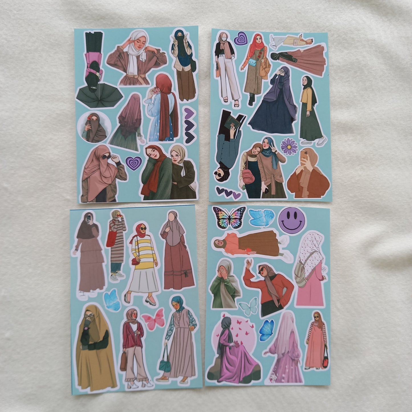 Hijabi Girls Uncut Sticker Sheets (Pack of 16)