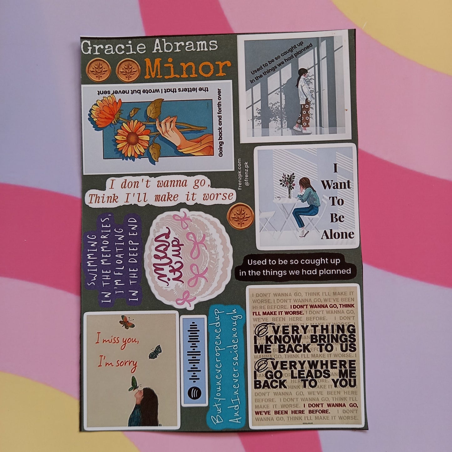 Gracie Abrams Uncut Sticker Sheets (Pack of 4)