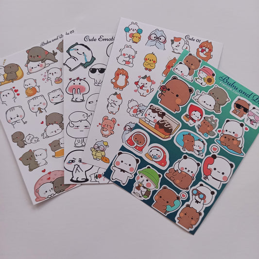 Cute Uncut Sticker Sheets (Pack of 4)