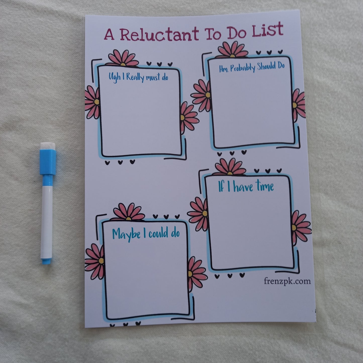 A Reluctant To Do List Laminated Eraseable Planner