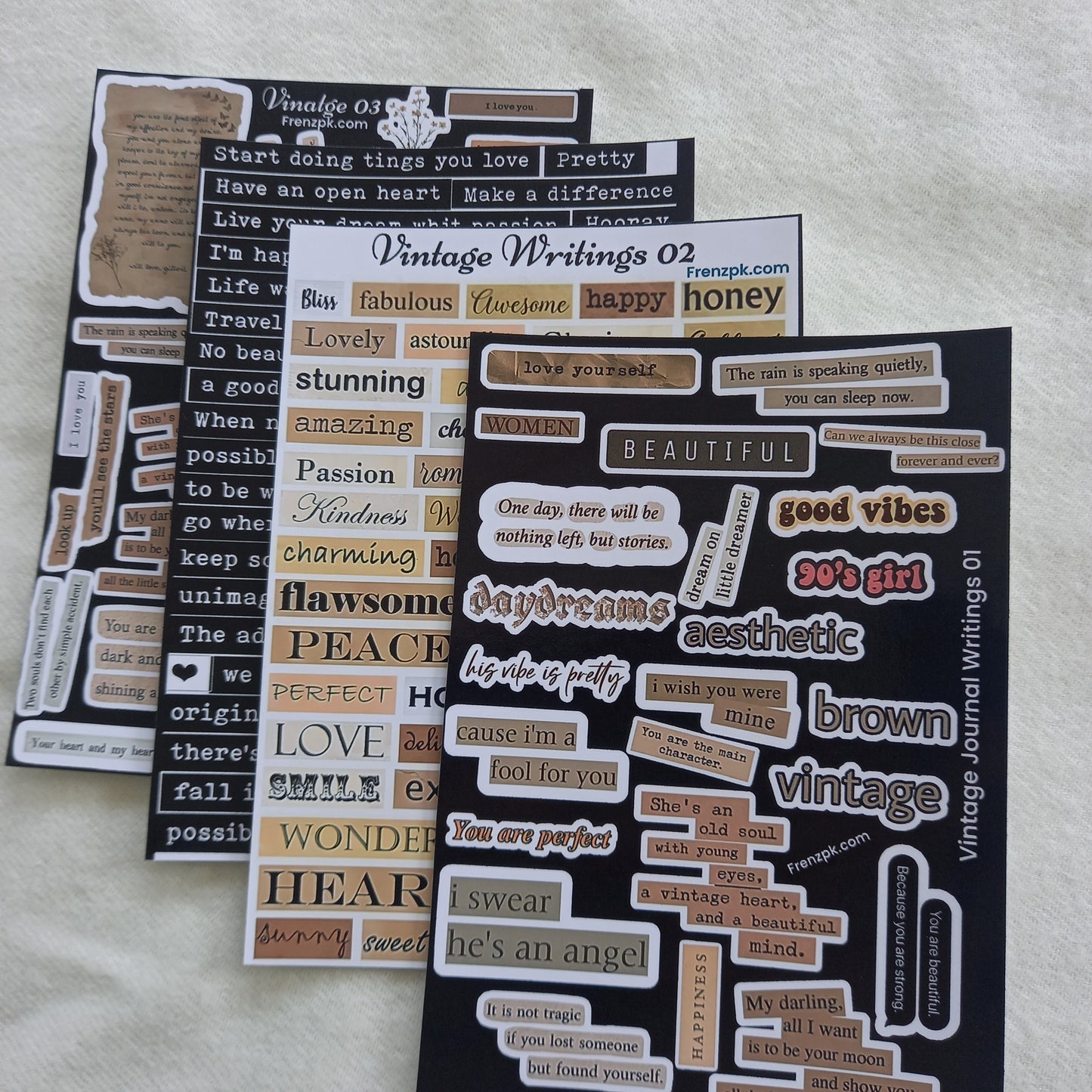 Writings Uncut Sticker Sheets (Pack of 4)