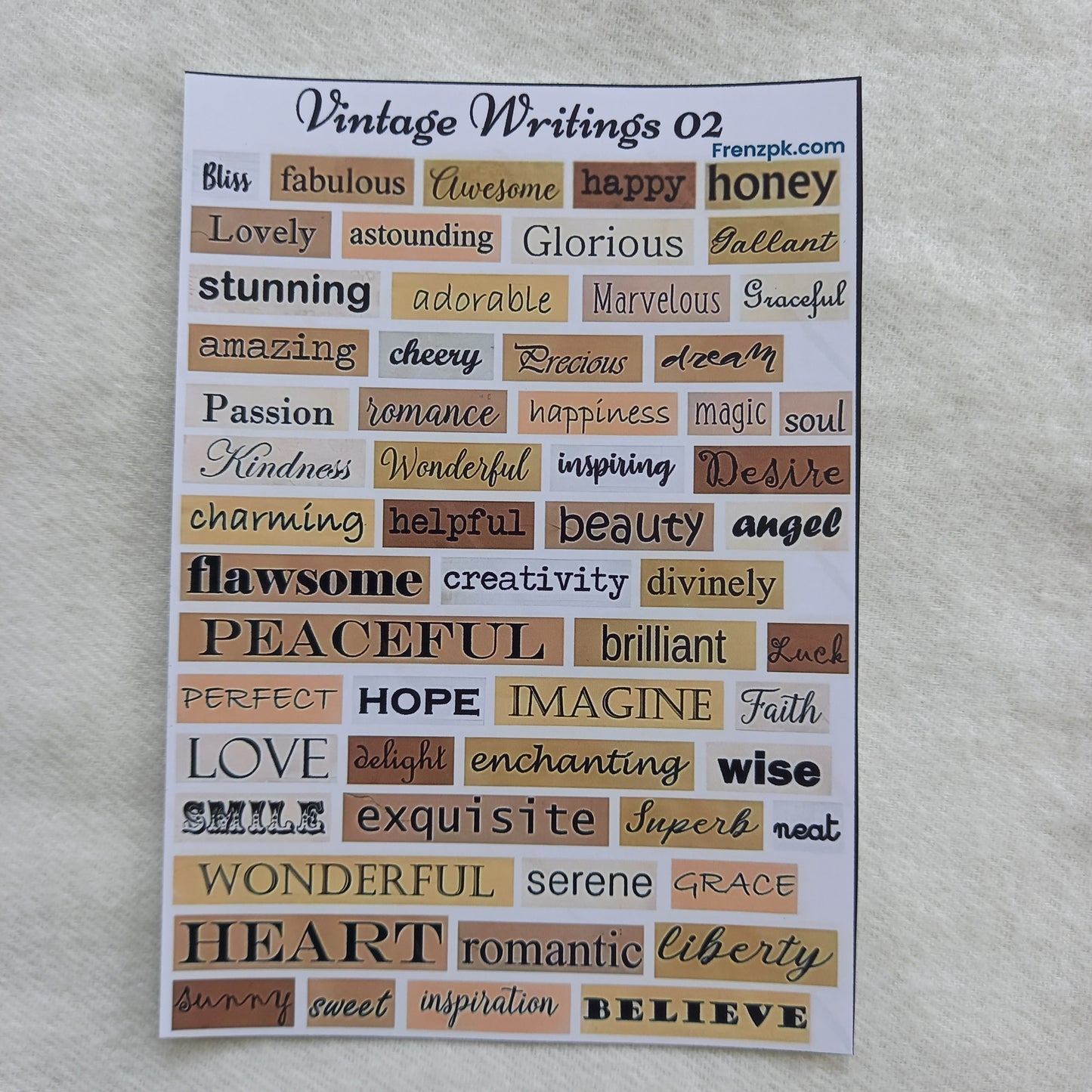 Writings Uncut Sticker Sheets (Pack of 4)