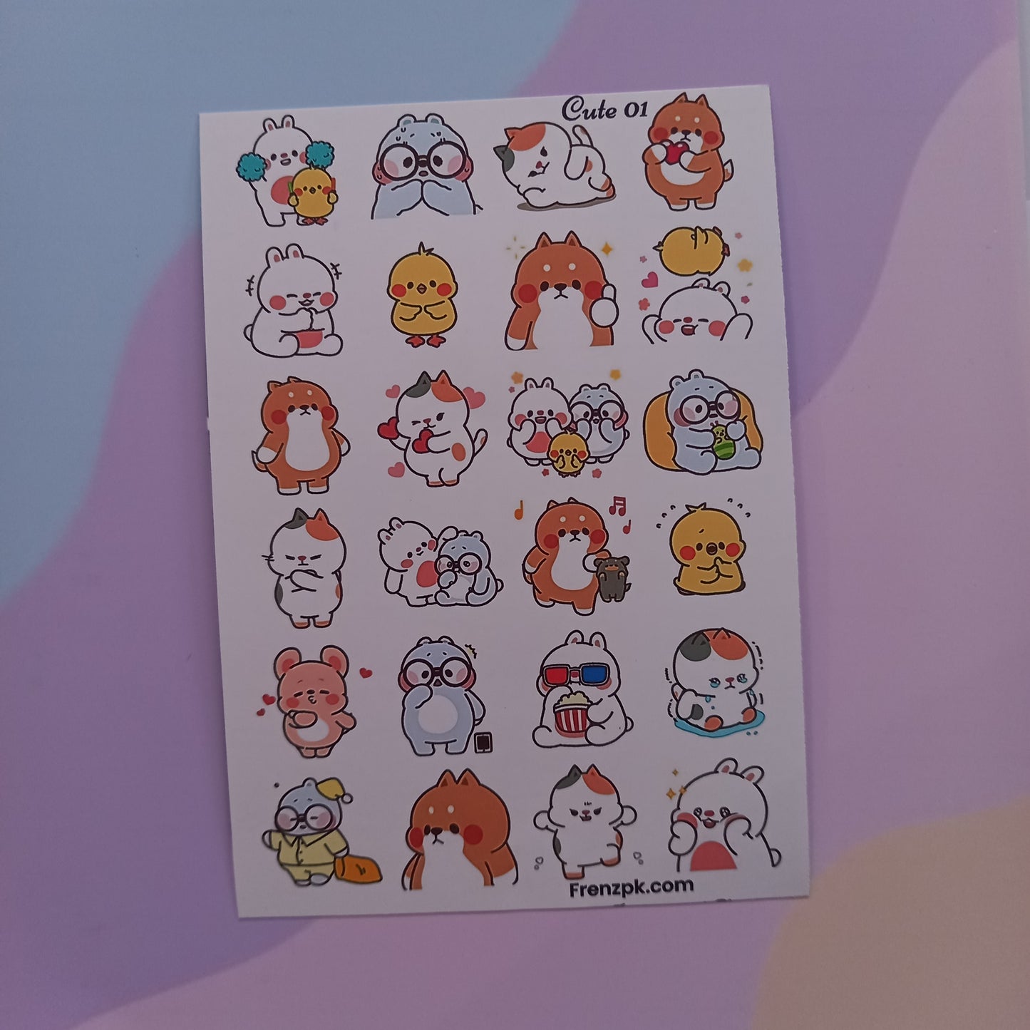 Cute Uncut Sticker Sheets (Pack of 4)