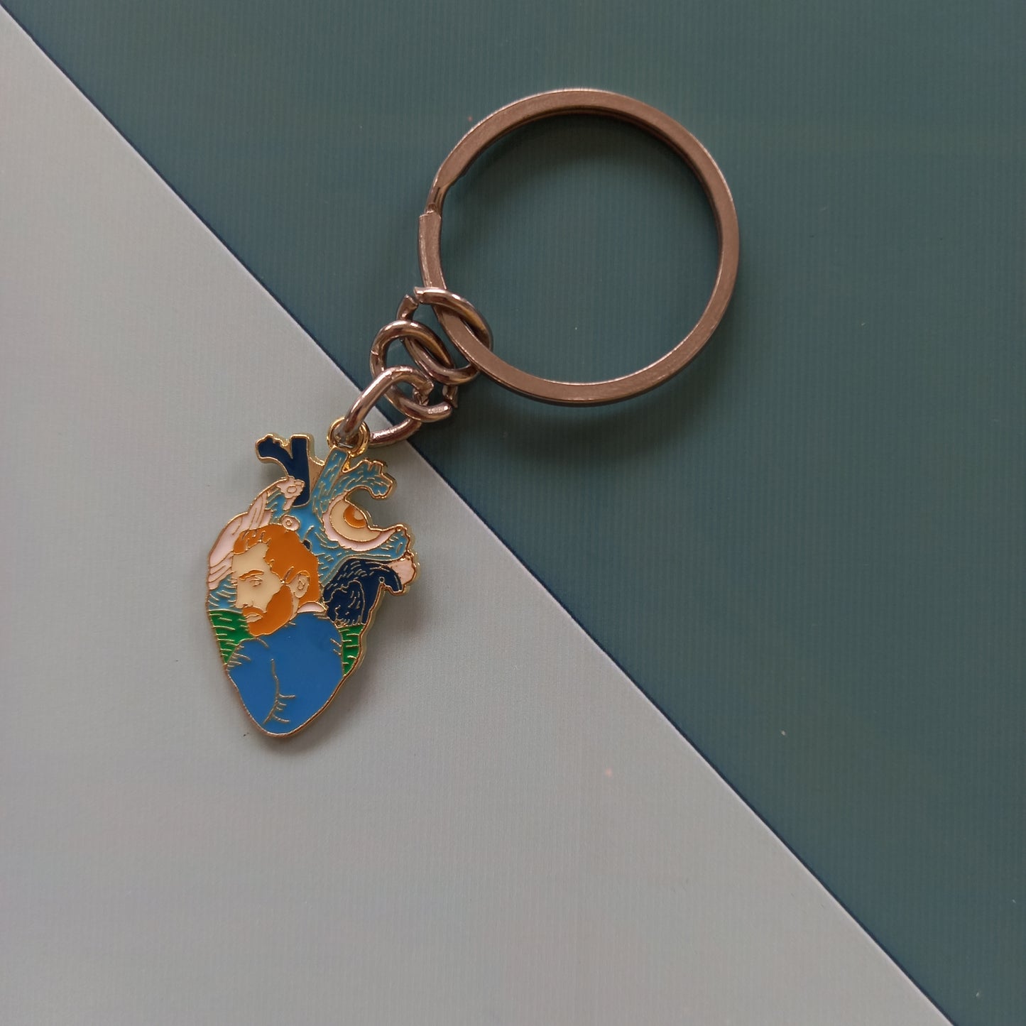 Van Gogh in a Heart Keychain