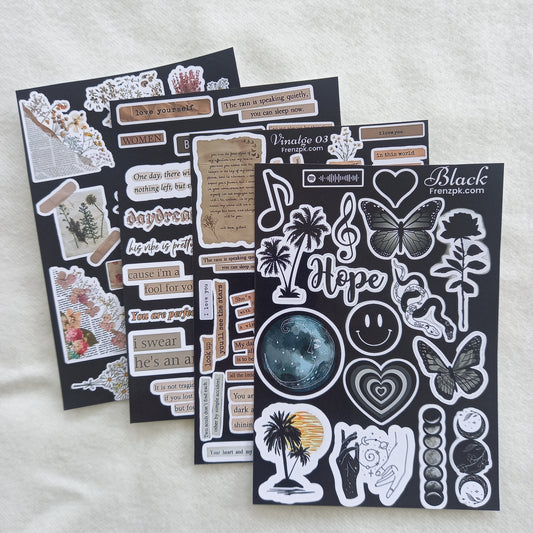 Black Uncut Sticker Sheets (Pack of 4)