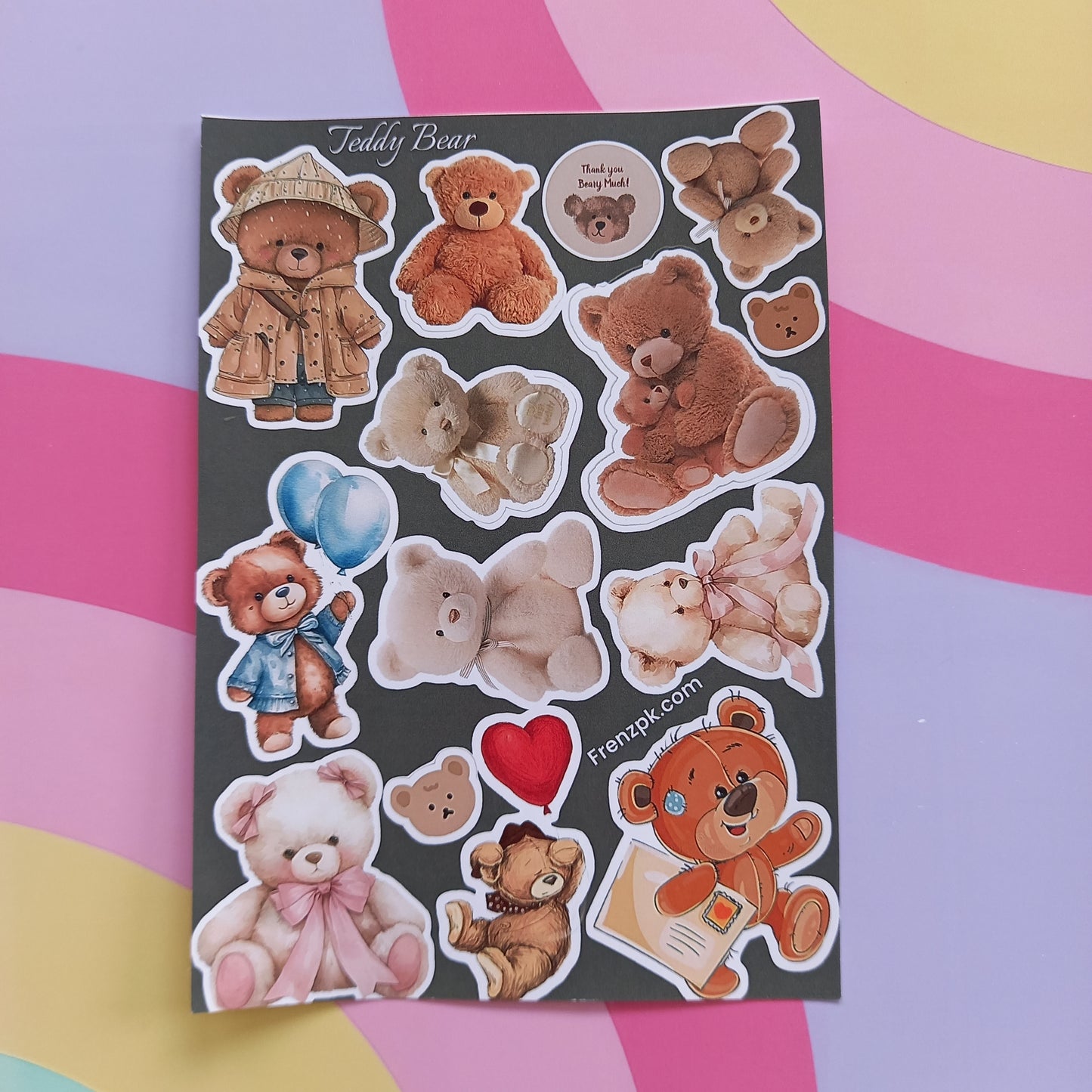 Teddy Bear Uncut sticker sheet