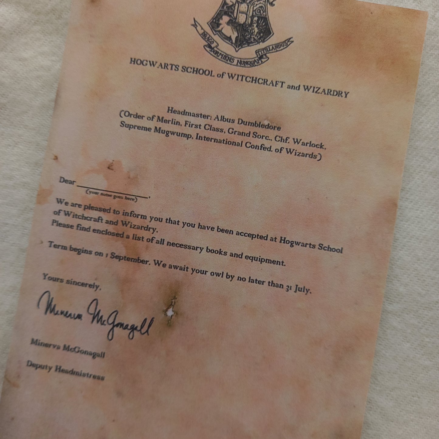 Hogwarts Letter and tickets