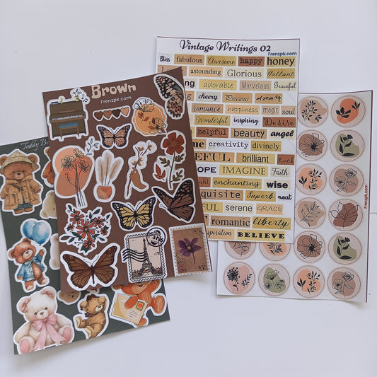 Brown Uncut Sticker Sheets (Pack of 4)