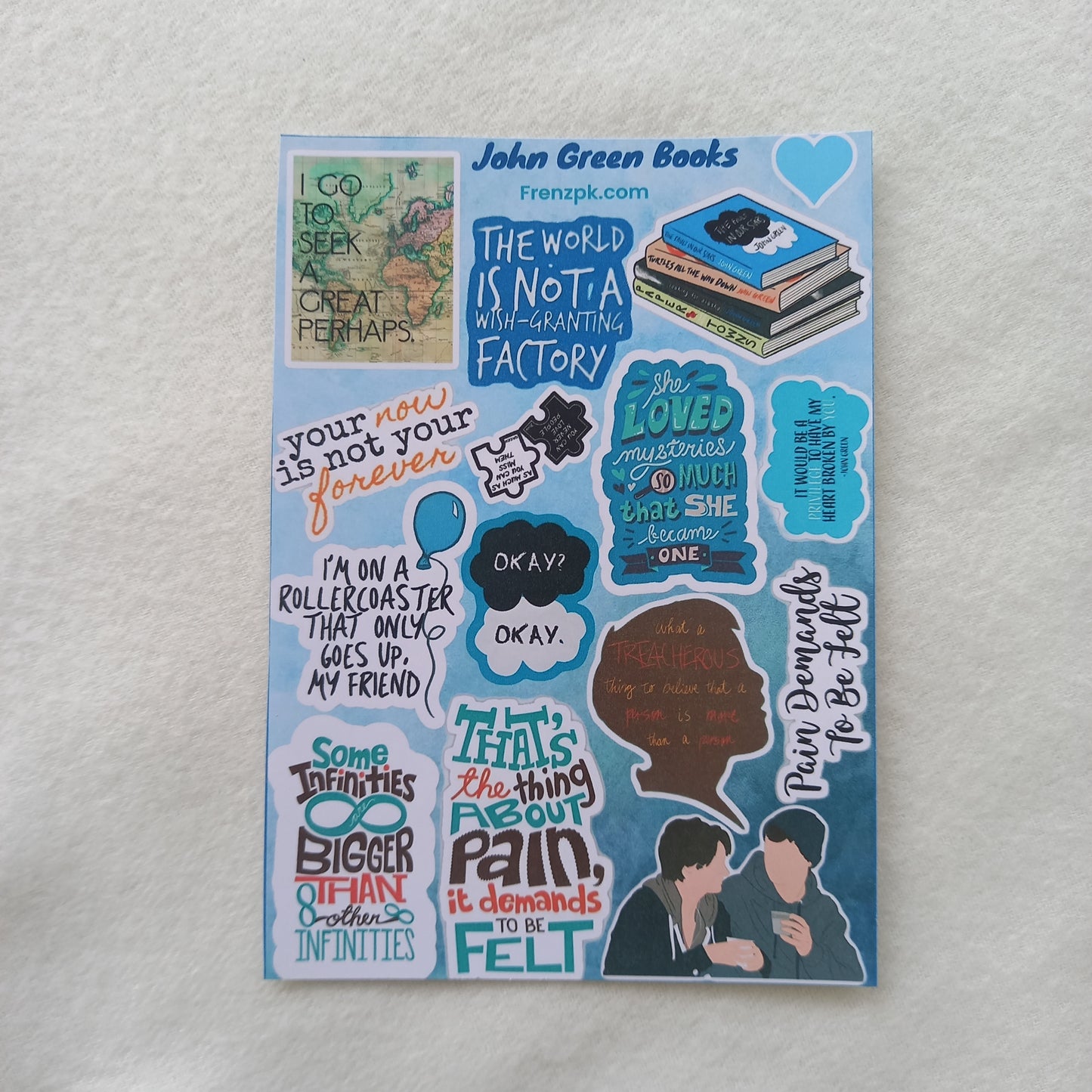 John Green Uncut Sticker Sheets (Pack of 4)