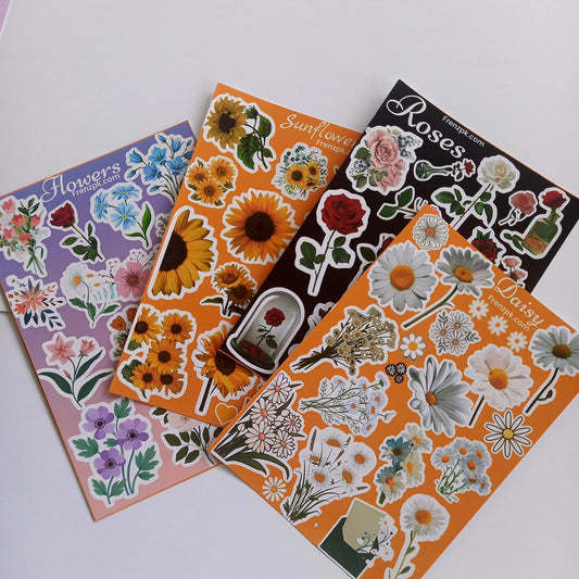 Flowers Uncut Sticker Sheets (Pack of 4)