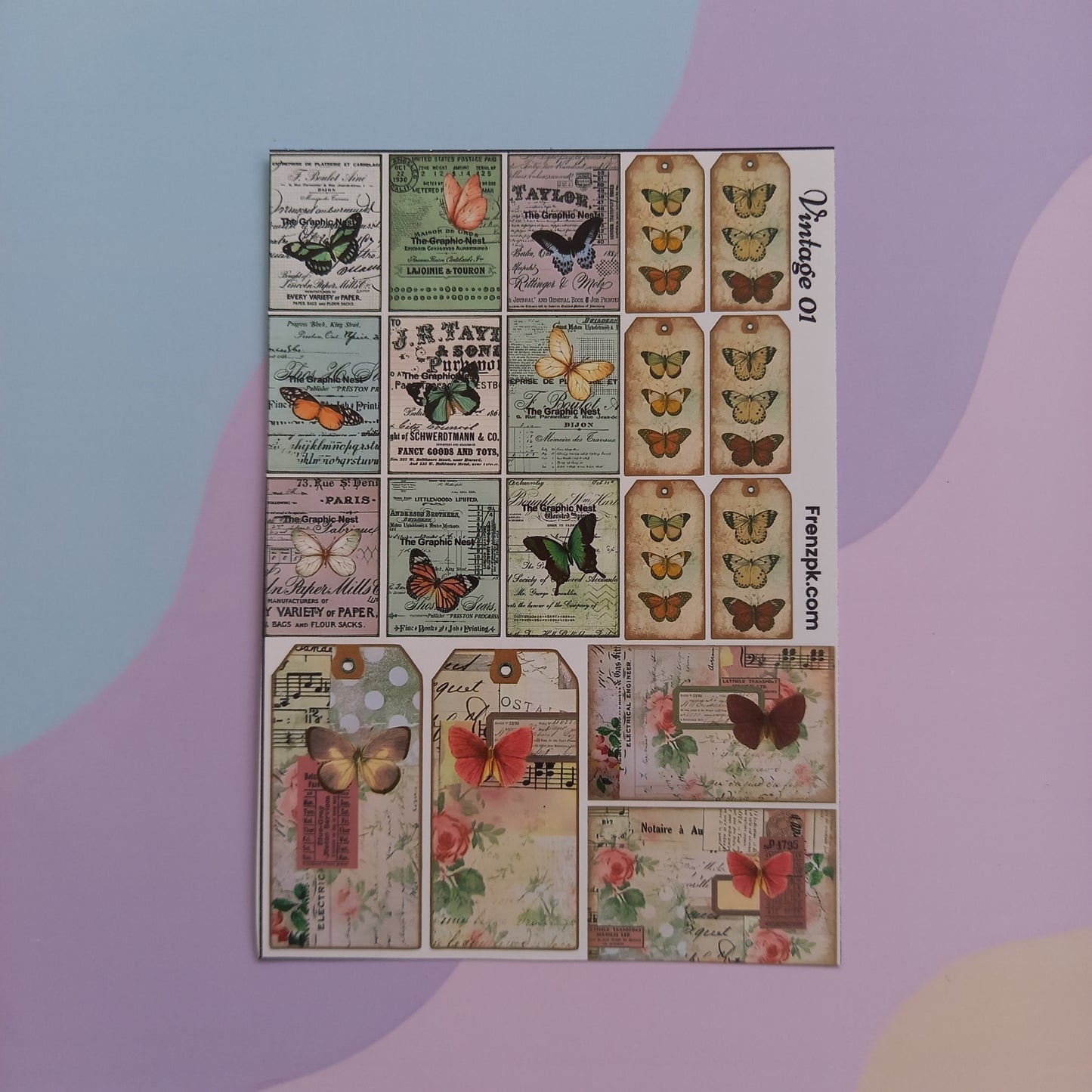 Vintage 01 - 04 Uncut Sticker Sheets (Pack of 4)