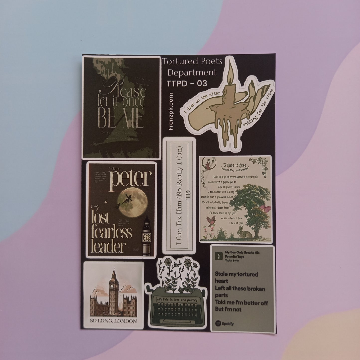 Taylor Swift TTPD (The Tortured Poets Department) Uncut Sticker Sheets (Pack of 4)