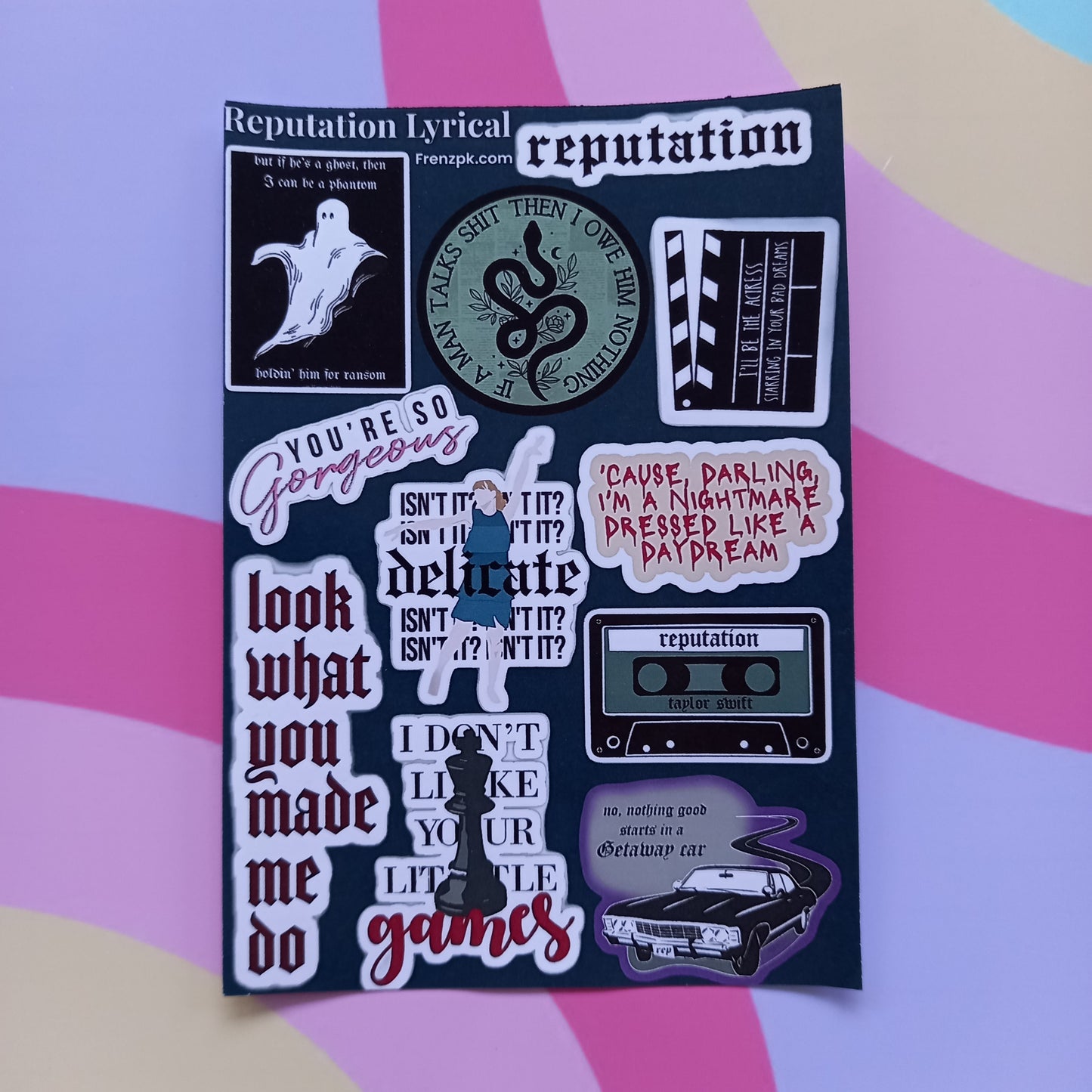 Taylor Swift Reputation Lyrical Uncut sticker sheet