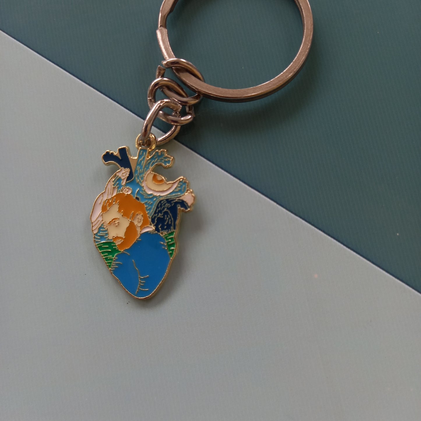 Van Gogh in a Heart Keychain