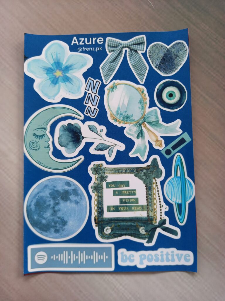 Azure UNCUT sticker sheet A6 size