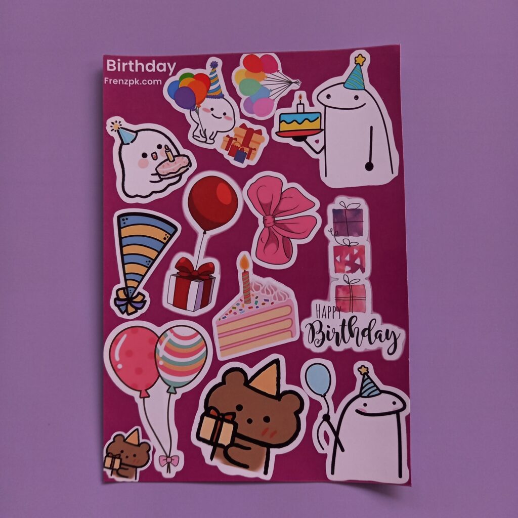 Birthday - UNCUT sticker sheet A6 size